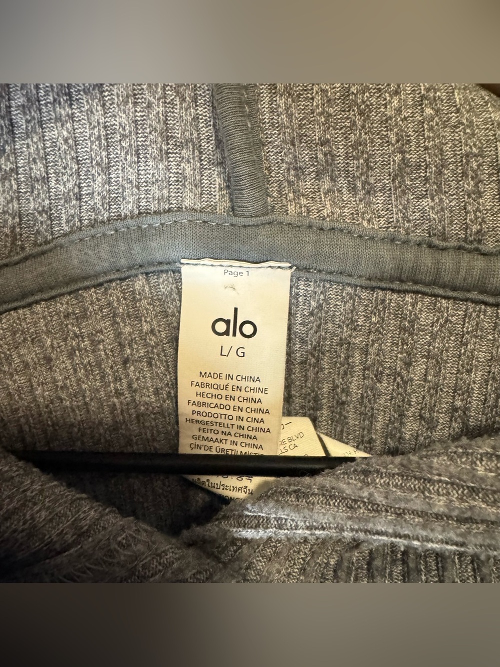 Alo Ribbed Hoodie - L - Picture 3 of 5